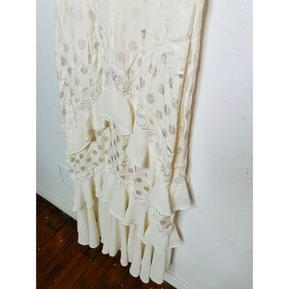 THREE FLOOR White Polka Dot Textured Hourglass Ruffle Trim Perle Dress sz US 2 - Picture 15 of 16